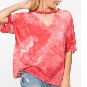 New! Red Tie-Dye Top, size small